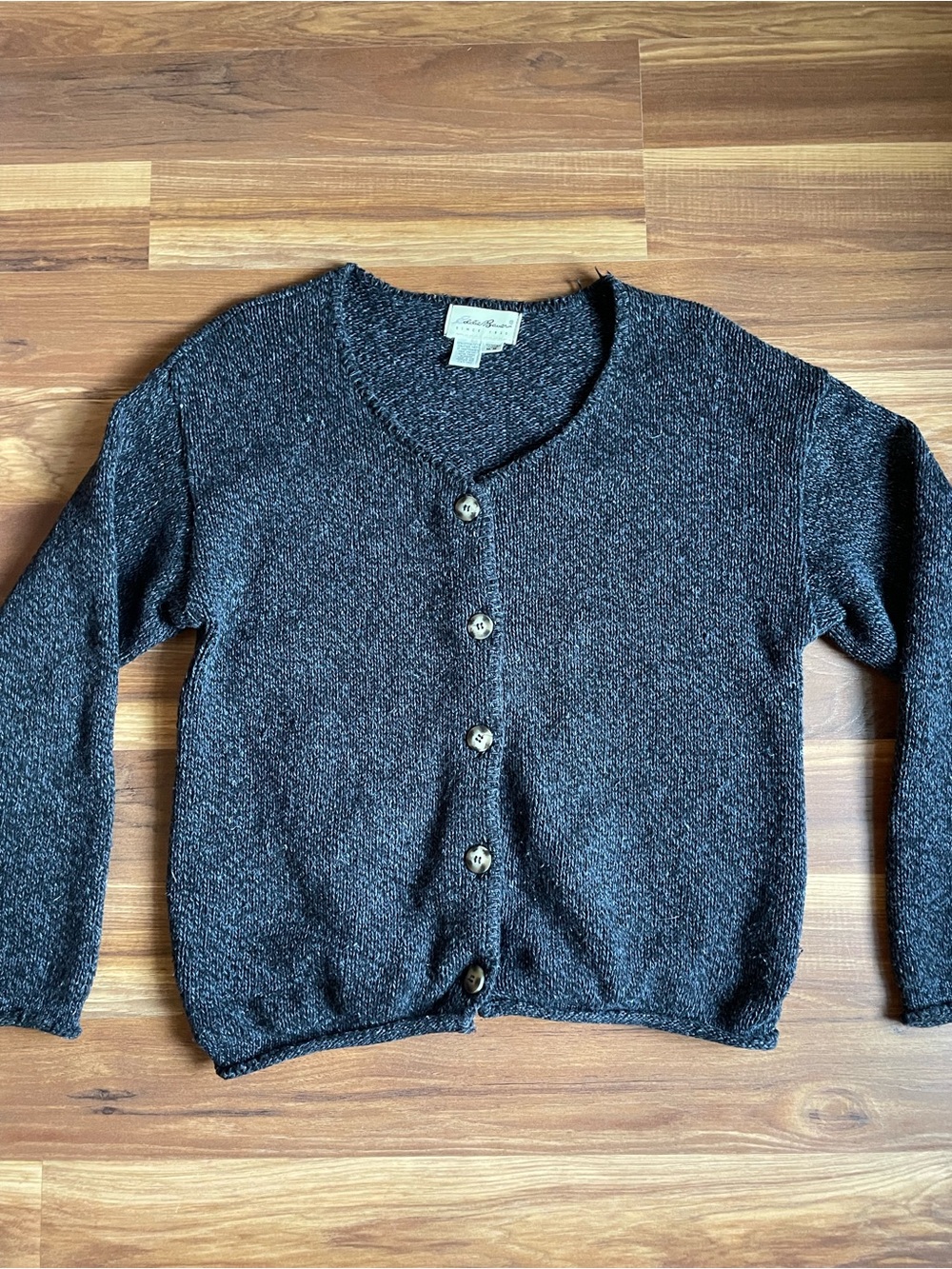 Eddie Bauer Navy Marled Knit Button Front Cardigan Sweater Women’s Medium